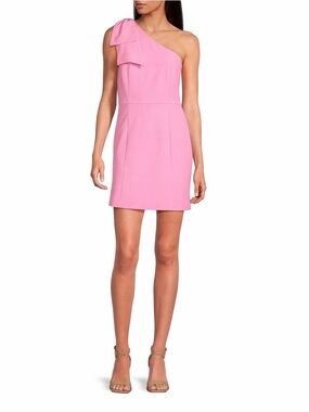 NWT Gianni Bini Deliah One Bow Shoulder Sleeveless Sheath Crepe Mini Dress Sz 2